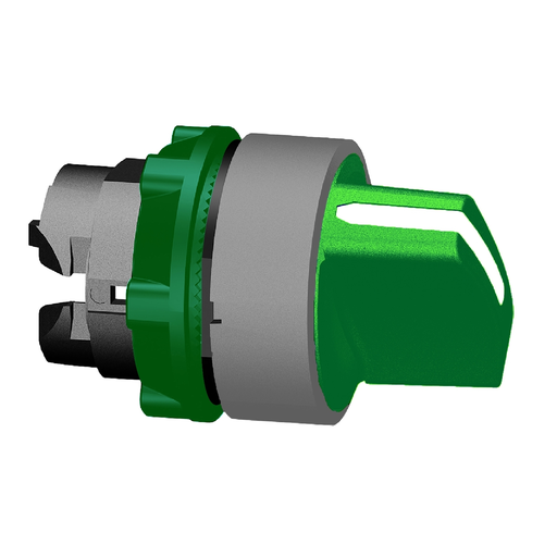 Mayer-DDS-Selector switch head, Harmony XB5, plastic, green, 22mm, 2 positions, stay put, grey bezel-1
