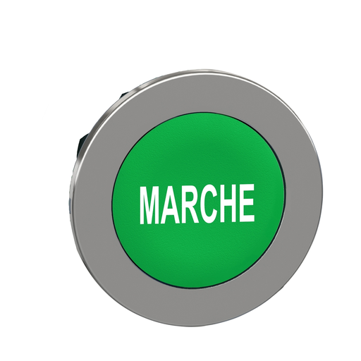 Mayer-DDS-Head for non illuminated push button, Harmony XB4, flush mounted green flush caps pushbutton white marked marche-1