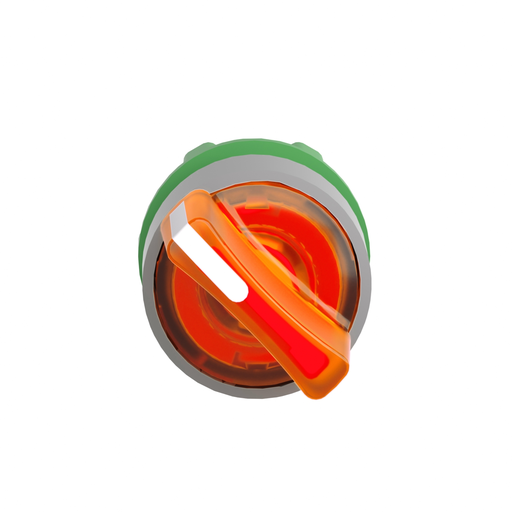 Mayer-DDS-Head for illuminated selector switch, Harmony XB5, grey bezel, orange handle, 22mm, universal LED, 3 positions, right to left center-2