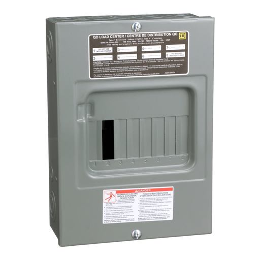 Product image for Square D QO6L100S 120/240 VAC 100 Amp 1-Phase 3-Wire 6-Circuit NEMA 1 Main Lug Load Center