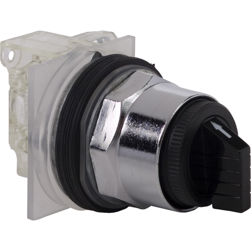 Product image for Square D 9001KS53BH1 30 mm 10 Amp 600 VAC/VDC 1NO 1NC 3-Position Round Knob Non-Illuminated Selector Switch