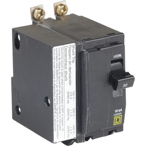 Mayer-DDS-Mini circuit breaker, QO, 30A, 2 pole, 120/240VAC, 22kA, bolt on, AC shunt-1