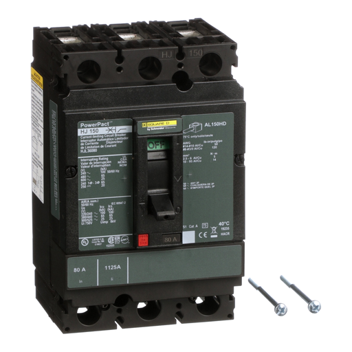 Product image for Square D HJL36080 600 Volt 80 Amp Molded Case Circuit Breaker