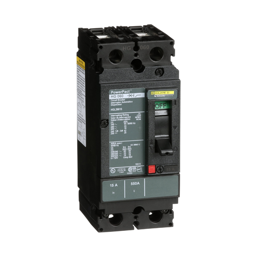 Product image for Square D HGL26015 15 Amp 600 Volt Molded Case Circuit Breaker