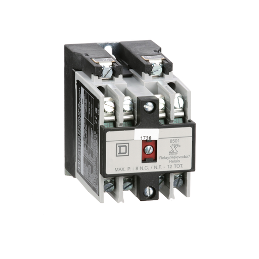 8501XO40V02 - NEMA Control Relay, Type X, machine tool, 10A resistive at 600 VAC, 4 normally open contacts, 110/120 VAC 50/60 Hz coil
