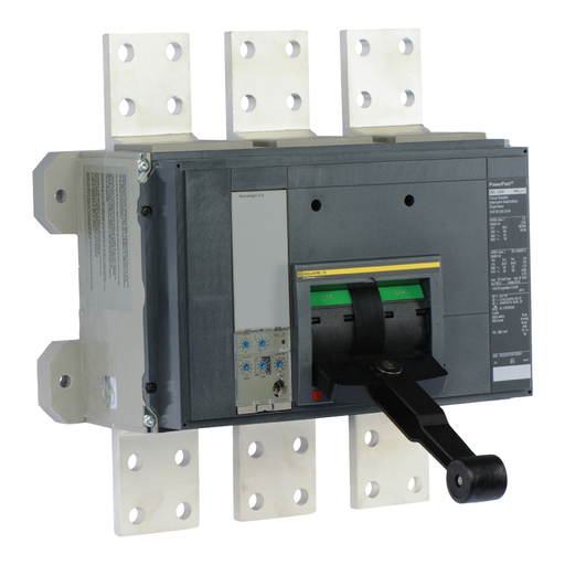 Mayer-DDS-Circuit breaker, PowerPacT R, 1600A, 3 pole, 600VAC, 18kA, busbar, Micrologic 5.0, 80%-1