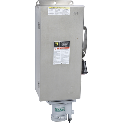 Mayer-DDS-Safety switch, heavy duty, non fusible, 100A, 600VAC, 600VDC, 3 poles, 100hp, NEMA 4, 4X, 5, 304 steel, Appleton-1