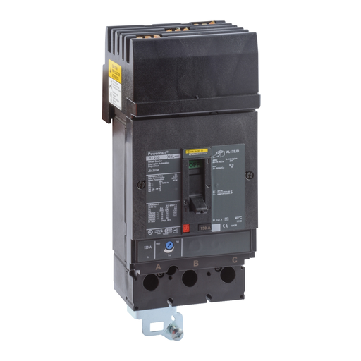 Product image for Square D JDA36150 3-Pole 150 Amp 600 Volt Thermal Magnetic Molded Case Circuit Breaker