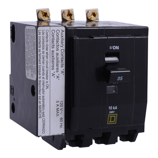 Mayer-DDS-Mini circuit breaker, QO, 30A, 3 pole, 120/240VAC, 10kA, bolt on, aux switch 1A-1