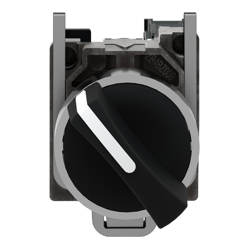 Mayer-DDS-Selector switch, Harmony XB4, metal, black, 22mm, 3 positions, spring spring return, 1NO-2