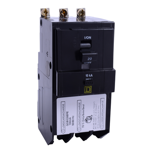 Mayer-DDS-Mini circuit breaker, QO, 20A, 3 pole, 240VAC, 10kA, bolt on, 100mA grd fault B [TAA]-1