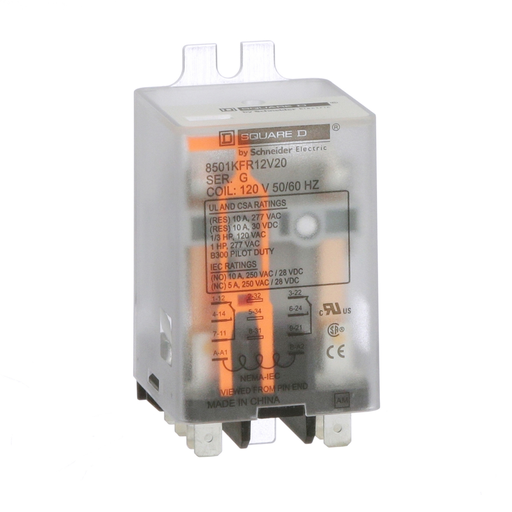 Product image for SQD 8501KFR12V20 RELAY 2CO QC PIN 1