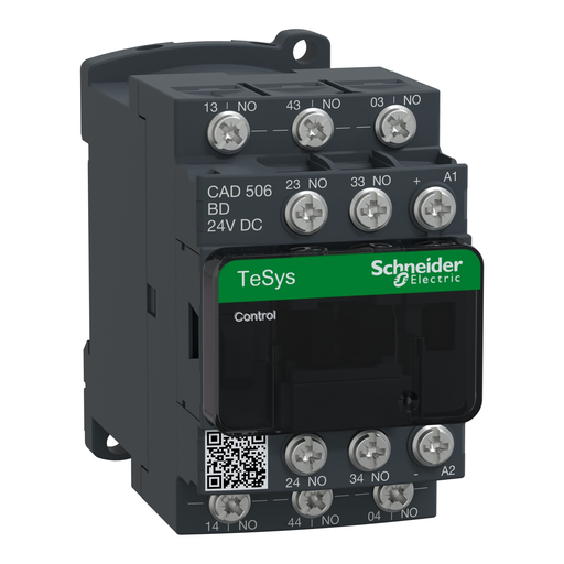 Mayer-DDS-Control relay, TeSys Deca, 5NO, <= 690V, 24VDC low consumption coil, Lugs-ring terminals-1