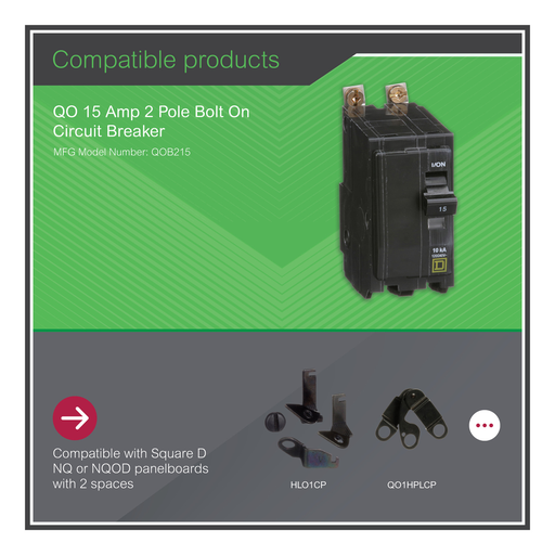 Mayer-DDS-Mini circuit breaker, QO, 15A, 2 pole, 120/240VAC, 10kA, bolt on-2