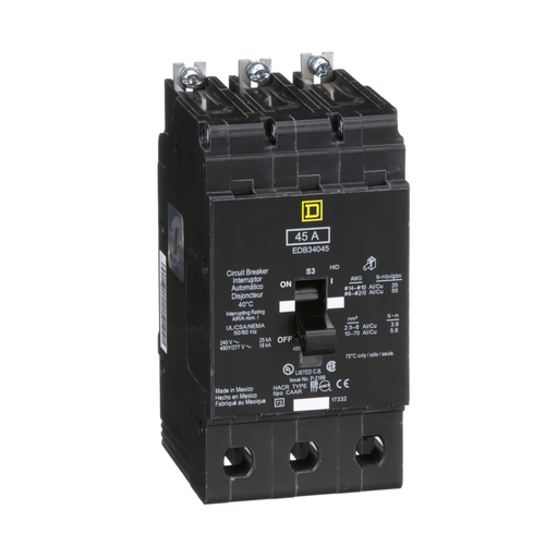 Product image for Square D EDB34045 480Y/277 Volt 45 Amp Miniature Circuit Breaker