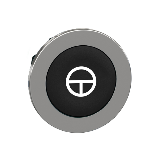 Mayer-DDS-Head for non illuminated push button, Harmony XB4, flush mounted black flush caps pushbutton white marked "T"-1