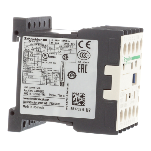 Mayer-DDS-Contactor, TeSys K, 3P, AC-3, lt or eq to 440V 9A, 1 NO aux., 230 to 240VAC coil-4