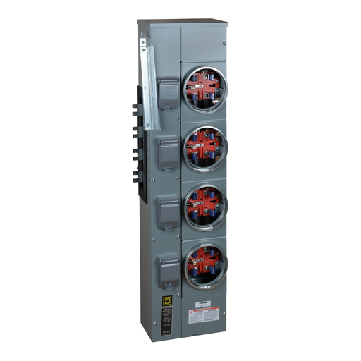 Picture of EZM314125 - Branch unit, EZ Meter-Pak, 125A, 4 x 5 jaw sockets, 208Y/120VAC, no bypass, ringed, 800A Al busbar