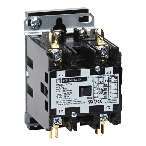 Product image for Square D 8910DPA32V02Y135 110/120 VAC 30 Amp 2-Pole NEMA 1 Non-Reversing Definite Purpose Contactor
