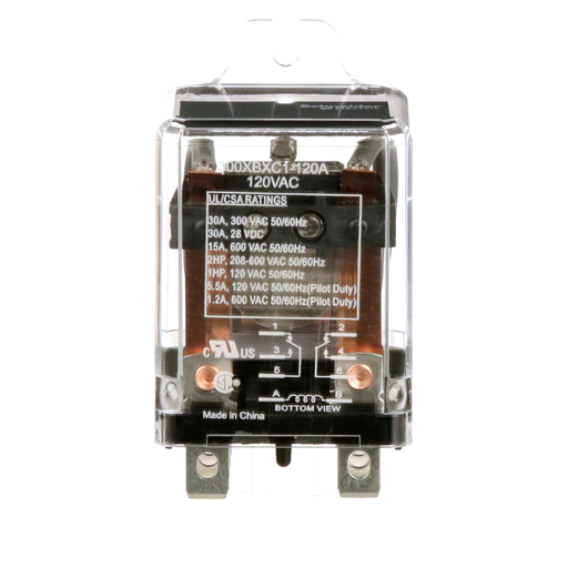 Mayer-DDS-Power Relay, DPDT, side flange cover, quick connections terminals, 30A, 120V AC, 2NO + 2NC-2