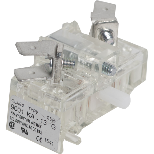 Product image for Square D 9001KA13 600 VAC 10 Amp 1NC Silver Alloy Quick Connect Terminal Push Button Contact Block