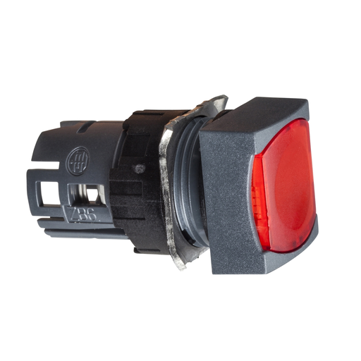 Mayer-DDS-Head for illuminated push button, Harmony XB6, red square flush, 16mm, spring return, 12…24V, unmarked-1
