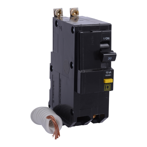 Mayer-DDS-Mini circuit breaker, QO, 30A, 2 pole, 120/240VAC, 10kA, bolt on, 6mA grd fault A, pigtail, fungal treatment-1