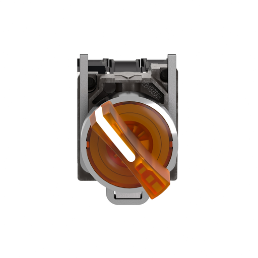 Mayer-DDS-Illuminated selector switch, Harmony XB4, metal, orange handle, 22mm, universal LED, 2 positions, 1NO + 1NC, 110...120V AC-2