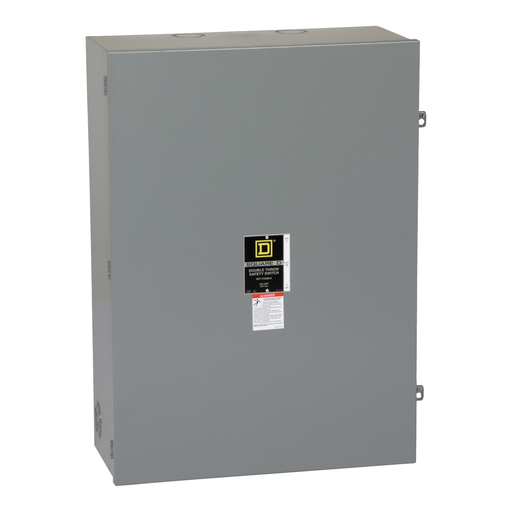 Product image for Square D DTU324N 200A Safety Switch, Double Throw, Non-Fusible, 240VAC/250VDC, 3-Pole, 15hp, Installed Neutral, NEMA-1