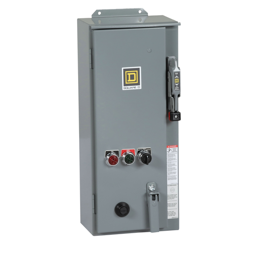 Product image for Square D 8538SCASP6 480/600 VAC 18 Amp 5 to 10 Hp NEMA 12 Full Voltage Non-Reversing Combination Starter