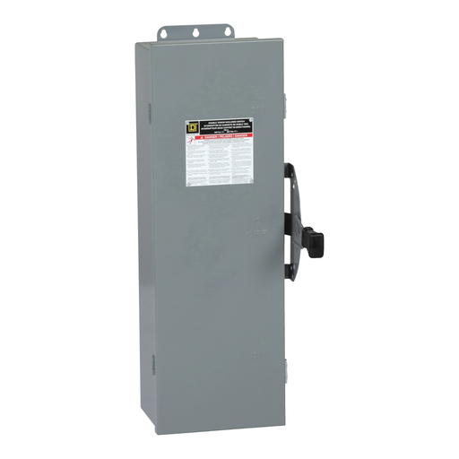 Product image for Square D DTU362AWK 600 VAC/VDC 60 Amp 60 Hp 3-Pole NEMA 12 Non-Fusible Double Throw Safety Switch