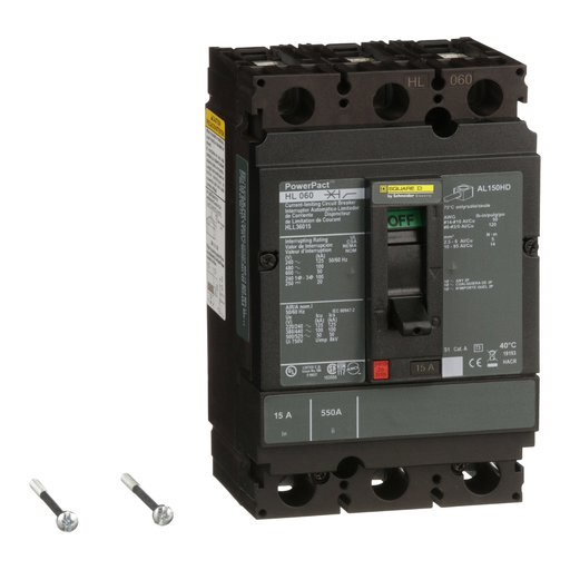 Product image for Square D HLL36015 600 Volt 15 Amp Molded Case Circuit Breaker