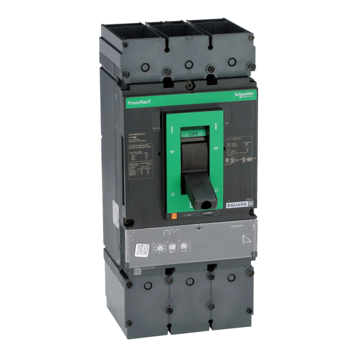 LGP36600U31X - Circuit breaker, PowerPacT L, 600A, 3 pole, 600VAC, 18kA, lugs, MicroLogic 3.3, 80%