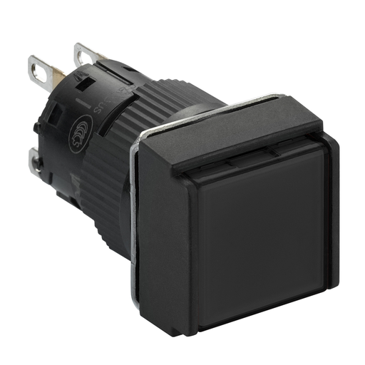 Mayer-DDS-Monolithic push button, Harmony XB6E, square black flush, 16mm, spring return, 1CO-1