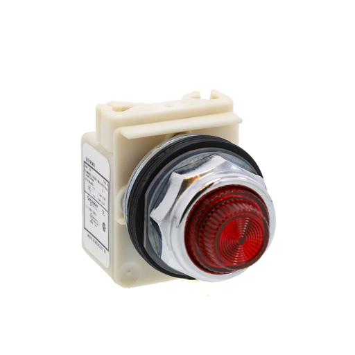 Product image for Square D 9001KP8R31 30 mm 277 Volt Red Lens Metal Bezel Standard Round Pilot Light