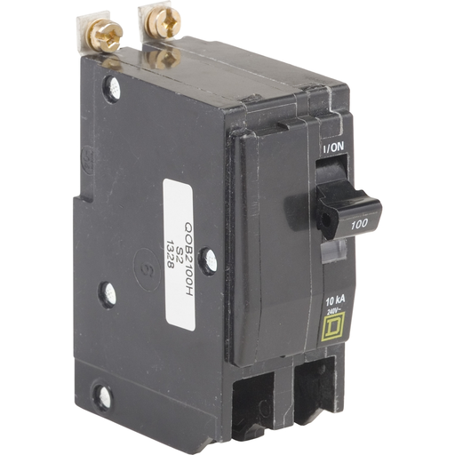 Product image for Square D QOB2100H 2-Pole 100 Amp 240 Volt Bolt-On Thermal Magnetic Miniature Circuit Breaker
