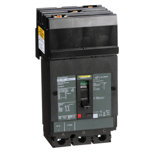 Product image for Square D HGA36070 3-Pole 70 Amp 600 Volt Thermal Magnetic Molded Case Circuit Breaker