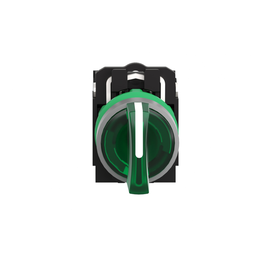 Mayer-DDS-Illuminated selector switch, Harmony XB5, universal LED, grey bezel, green handle, 22mm, 3 positions, stay put, 1NO + 1NC, 24V AC DC-2