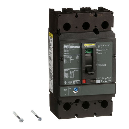 Product image for Square D JGL36175 3-Pole 175 Amp 600 Volt Thermal Magnetic Molded Case Circuit Breaker