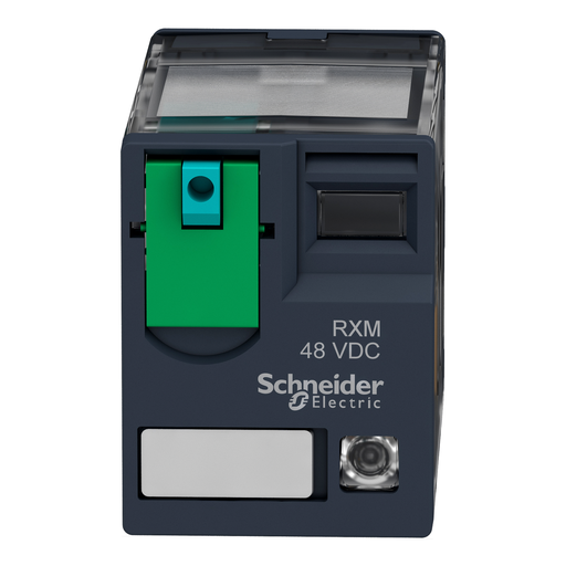 Mayer-DDS-miniature plug in relay, Harmony Electromechanical Relays, 12A, 2CO, with LED, lockable test but to n, 48V DC-2