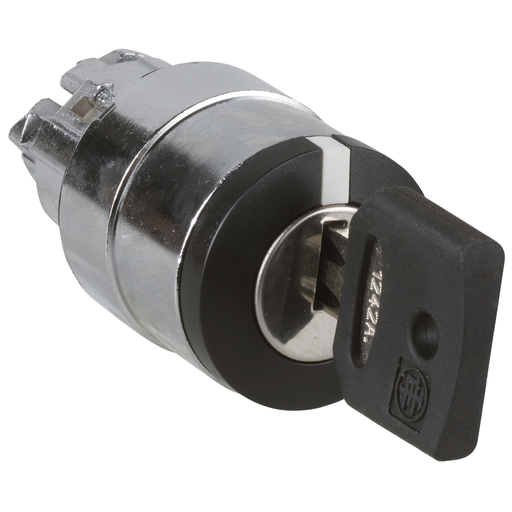 Mayer-DDS-Head for key selector switch, Harmony XB4, black key, 22mm, 2 positions, left key withdrawal, 1242A-1