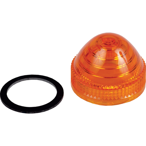 Picture of 9001A9 - Lens, Harmony 9001K, Harmony 9001SK, polycarbonate, domed, amber, grooved lens, 30 mm, for pilot light