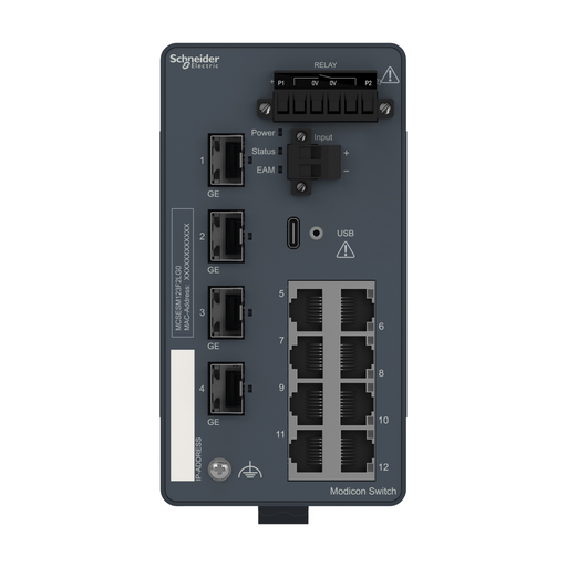 Mayer-DDS-network switch, Modicon Networking, managed, 8 ports for copper with 4Gigabit SFP-2