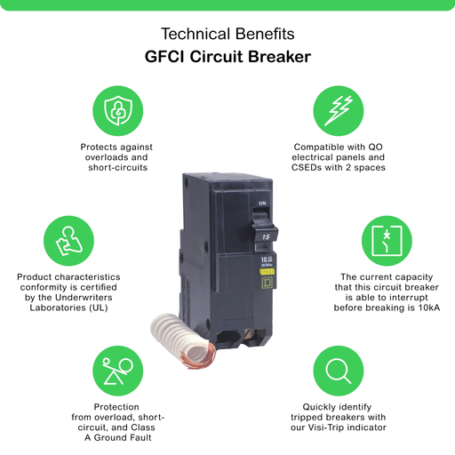 Mayer-DDS-Mini circuit breaker, QO, 20A, 2 pole, 120/240VAC, 10kA, plug in, 6mA grd fault A, pigtail [TAA]-2