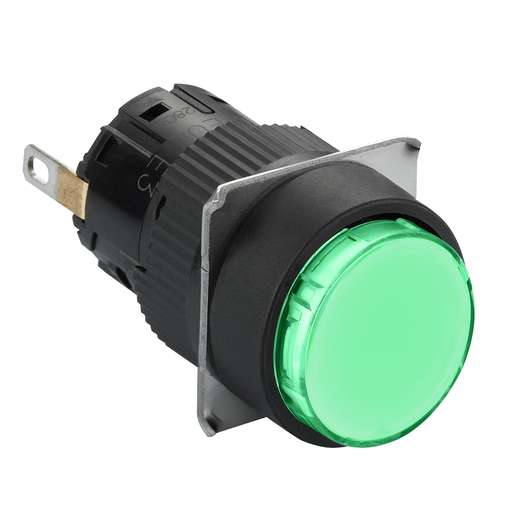 Mayer-DDS-Monolithic pilot light, Harmony XB6E, round green, 16mm, plastic, IP65, integral LED, 24V DC-1