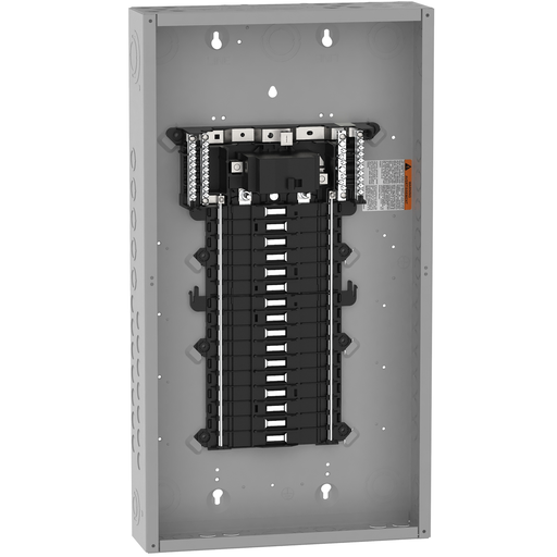 Product image for Square D QO132M125P 125A 120/240V 1phase Convertible Main Breaker Load Center, Plug-On Neutral, 32 Spaces / 38 Circuits, NEMA-1, Gray