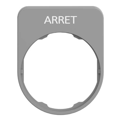 Mayer-DDS-Legend plate, Harmony XB5, 40 x 50mm, for flush mounted heads, grey bezel, white marked ARRET-2