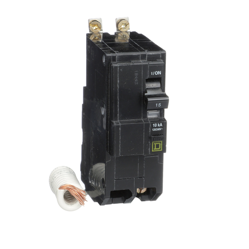 Product image for Square D QOB215EPD 2-Pole 15 Amp 120/240 Volt Bolt-On Thermal Magnetic Miniature Circuit Breaker
