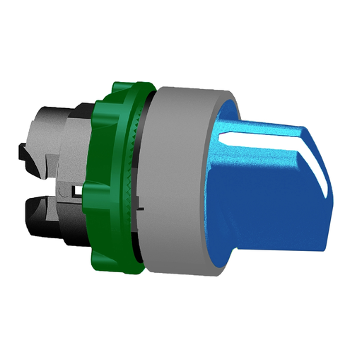 Mayer-DDS-Selector switch head, Harmony XB5, plastic, blue, 22mm, 2 positions, stay put, grey bezel-1