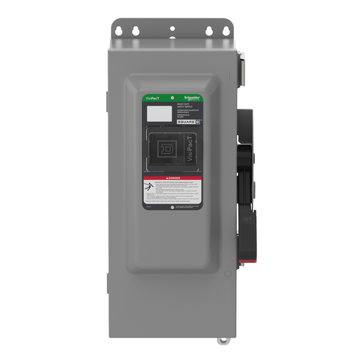 Mayer-DDS-Safety switch, VisiPacT, heavy duty, fused, viewing window, NEMA 12, 240V, 100A, 2 pole, neutral installed, ground lugs-2